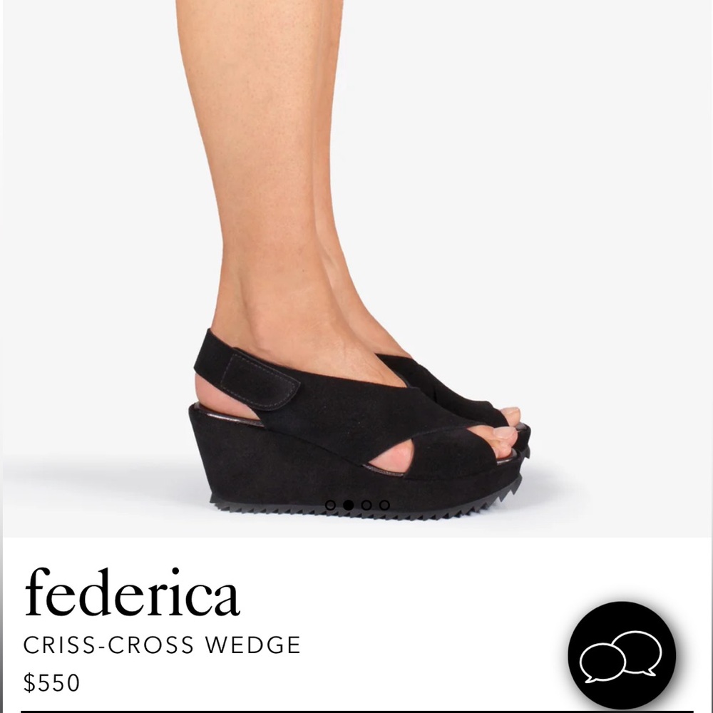 Pedro Garcia Federica black suede & leather platform wedges